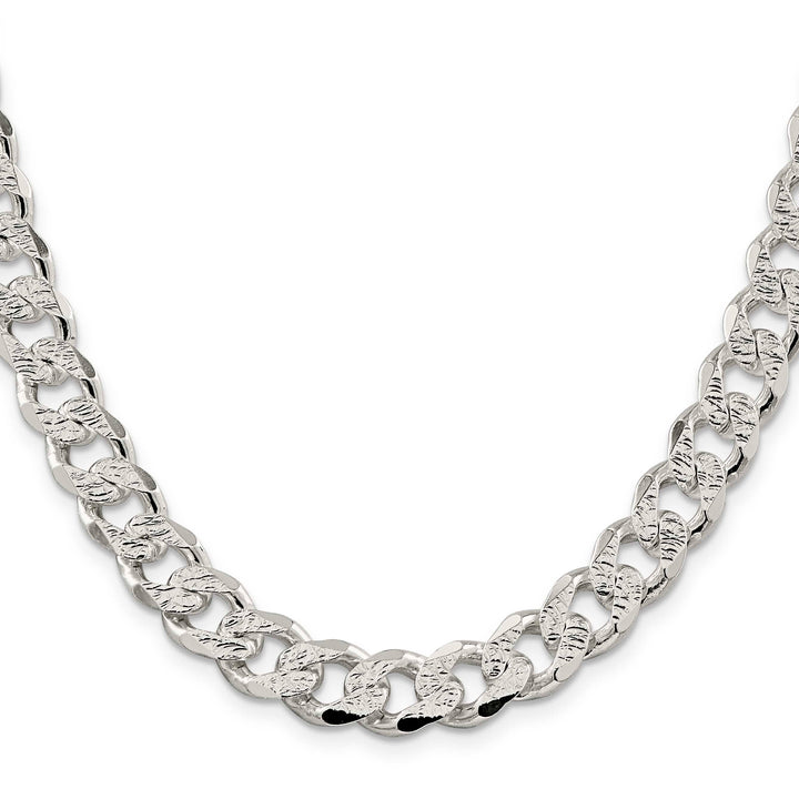 Sterling Silver 11.0mm Pavé Curb Chain 26 Inch