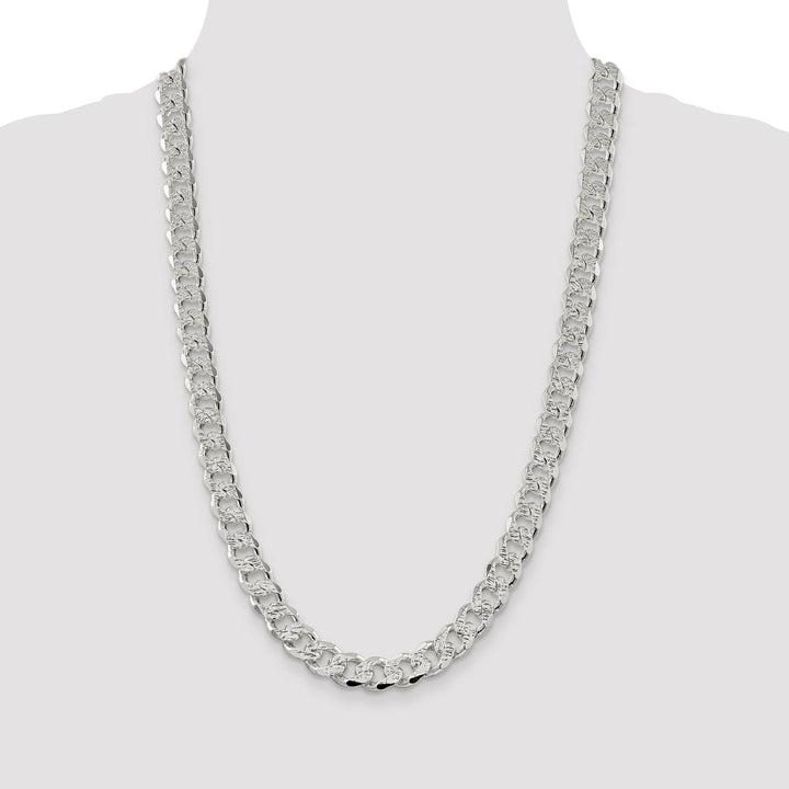 Sterling Silver 11.0mm Pavé Curb Chain 26 Inch