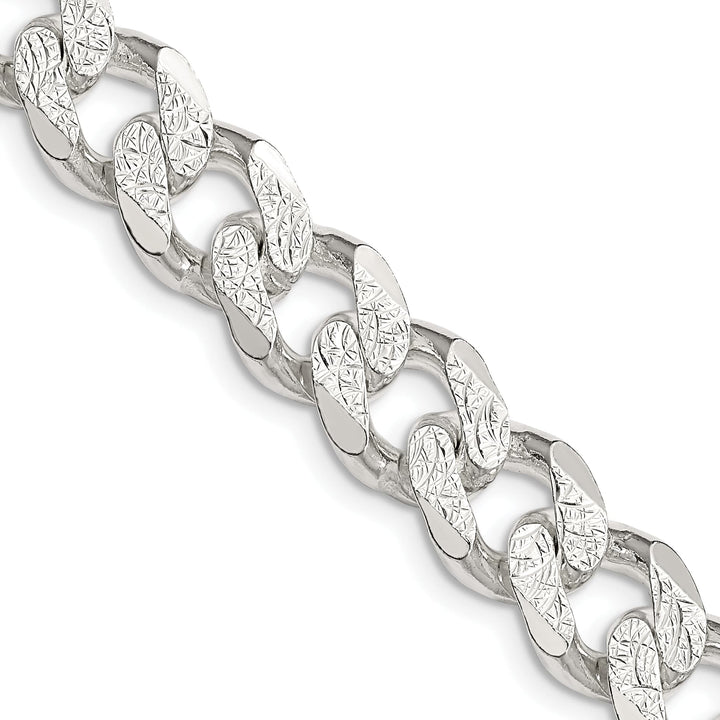 Sterling Silver 11.0mm Pavé Curb Chain 26 Inch