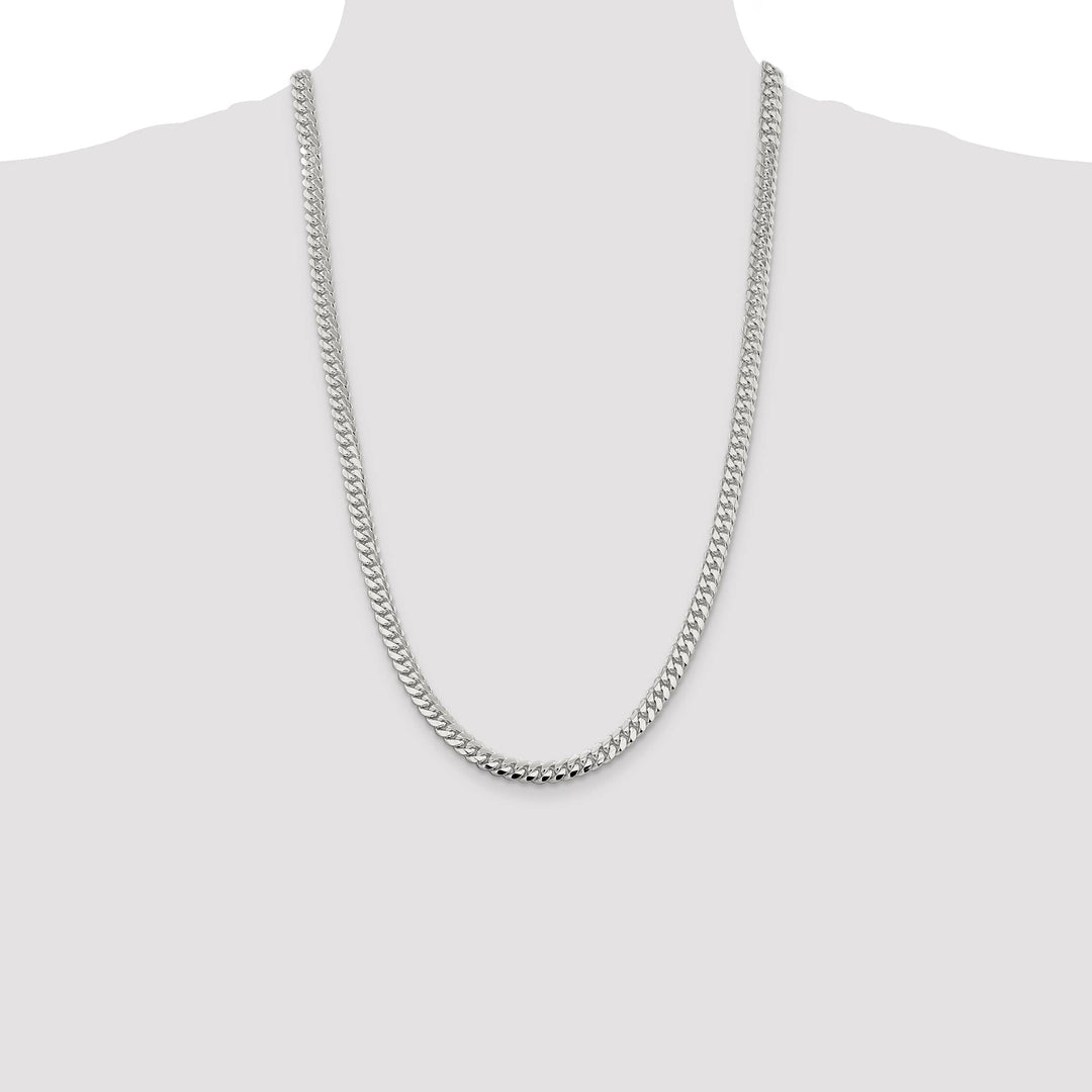 Sterling Silver 6.4mm Polished Domed Curb Chain 26 Inch