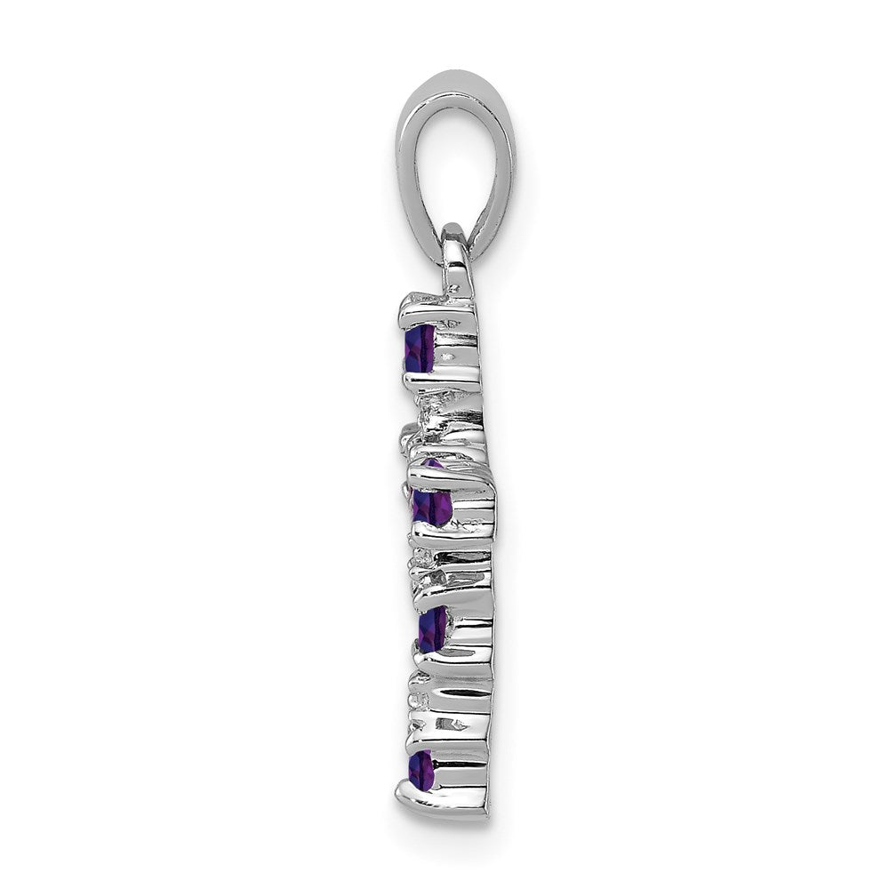 Sterling Silver Amethyst and Diamond Accent Cross Pendant, view 2 of 4
