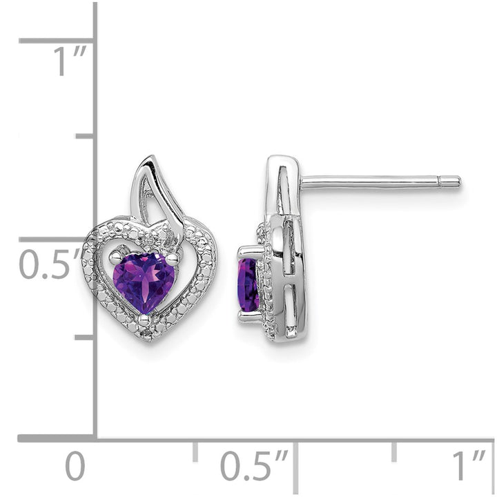 Sterling Silver Amethyst and Diamond 13 x 9 mm Earrings, view 4 of 4