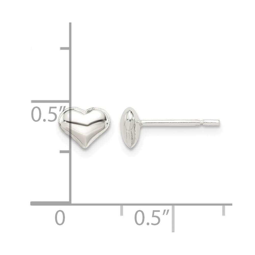 Sterling Silver Polished 7mm Heart Post Earrings