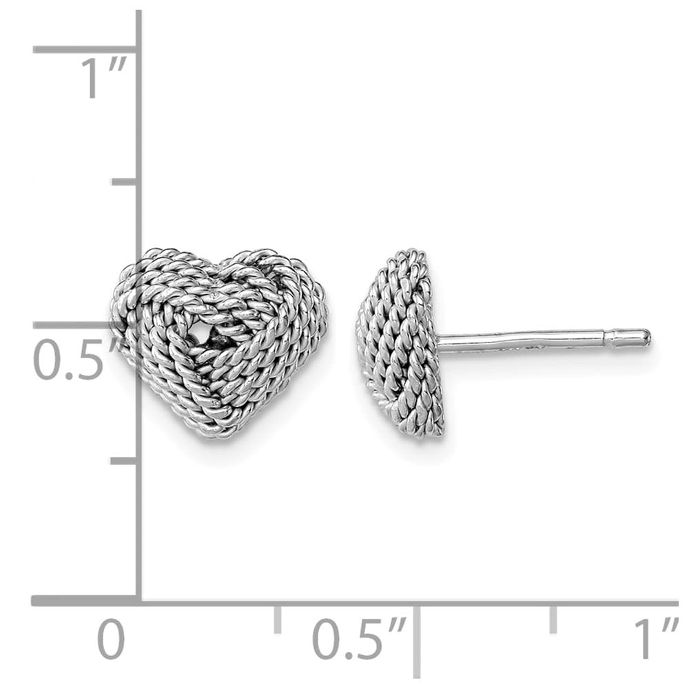 Sterling Silver Twisted Love Knot Heart Post Earrings