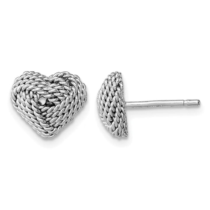 Sterling Silver Twisted Love Knot Heart Post Earrings