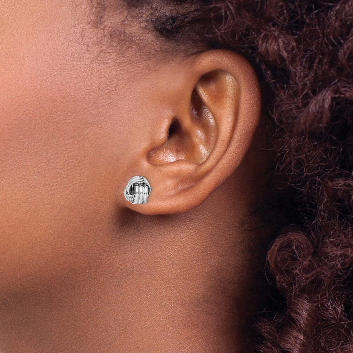 Sterling Silver Polished Twisted Knot Post Earrings