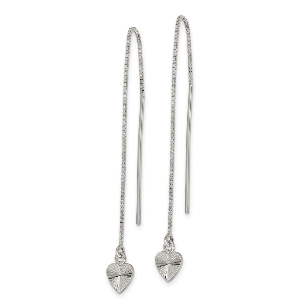 Sterling Silver D.C. Heart Dangle Threader Earrings