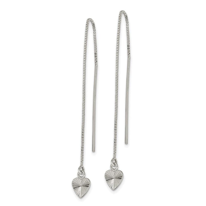 Sterling Silver D.C. Heart Dangle Threader Earrings