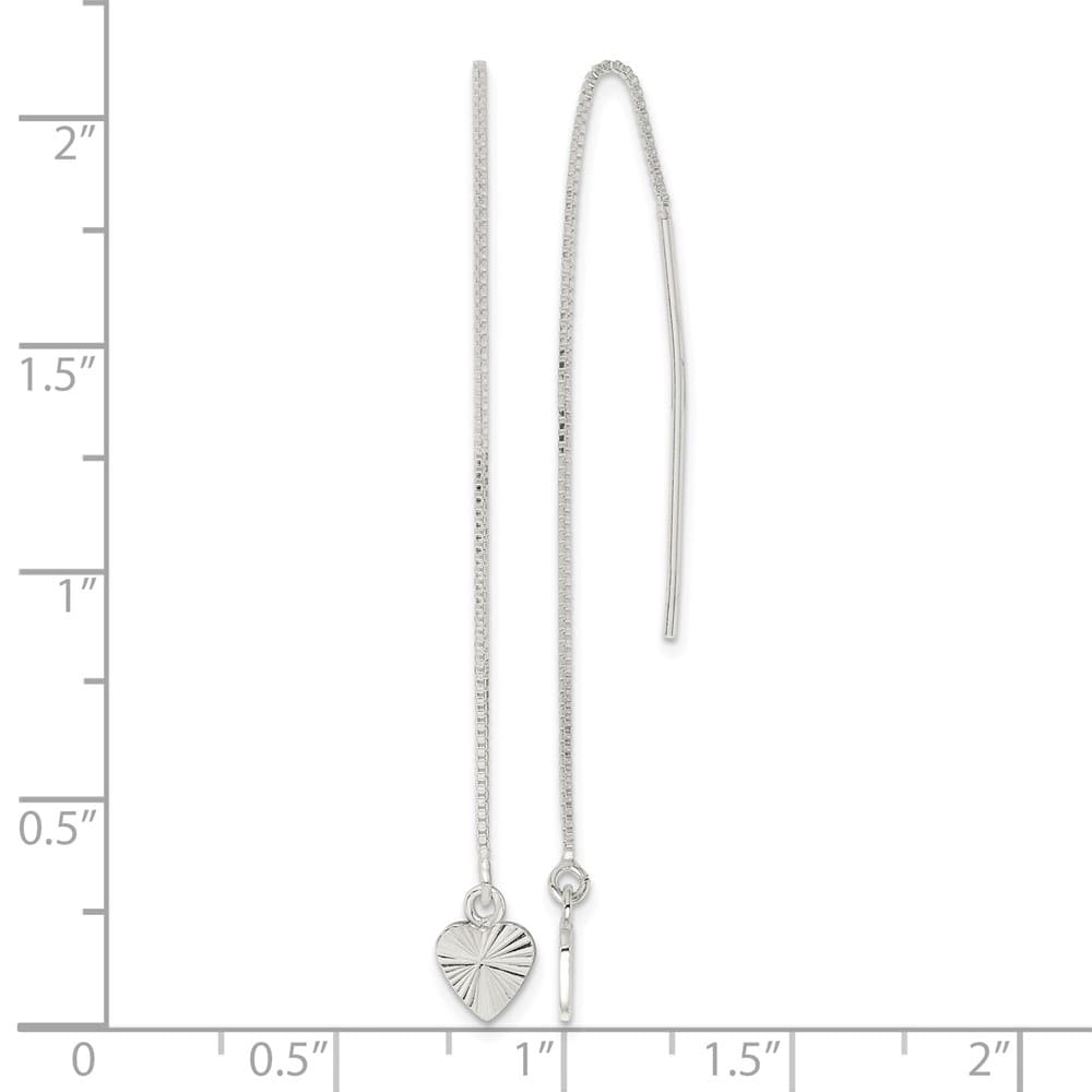 Sterling Silver D.C. Heart Dangle Threader Earrings