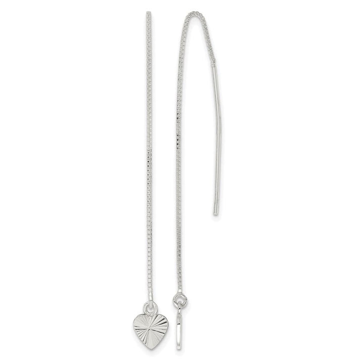 Sterling Silver D.C. Heart Dangle Threader Earrings