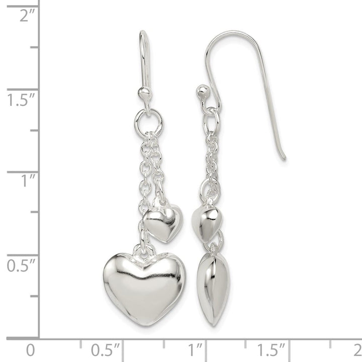 Sterling Silver Puffed Heart Shepherd Hook Earrings