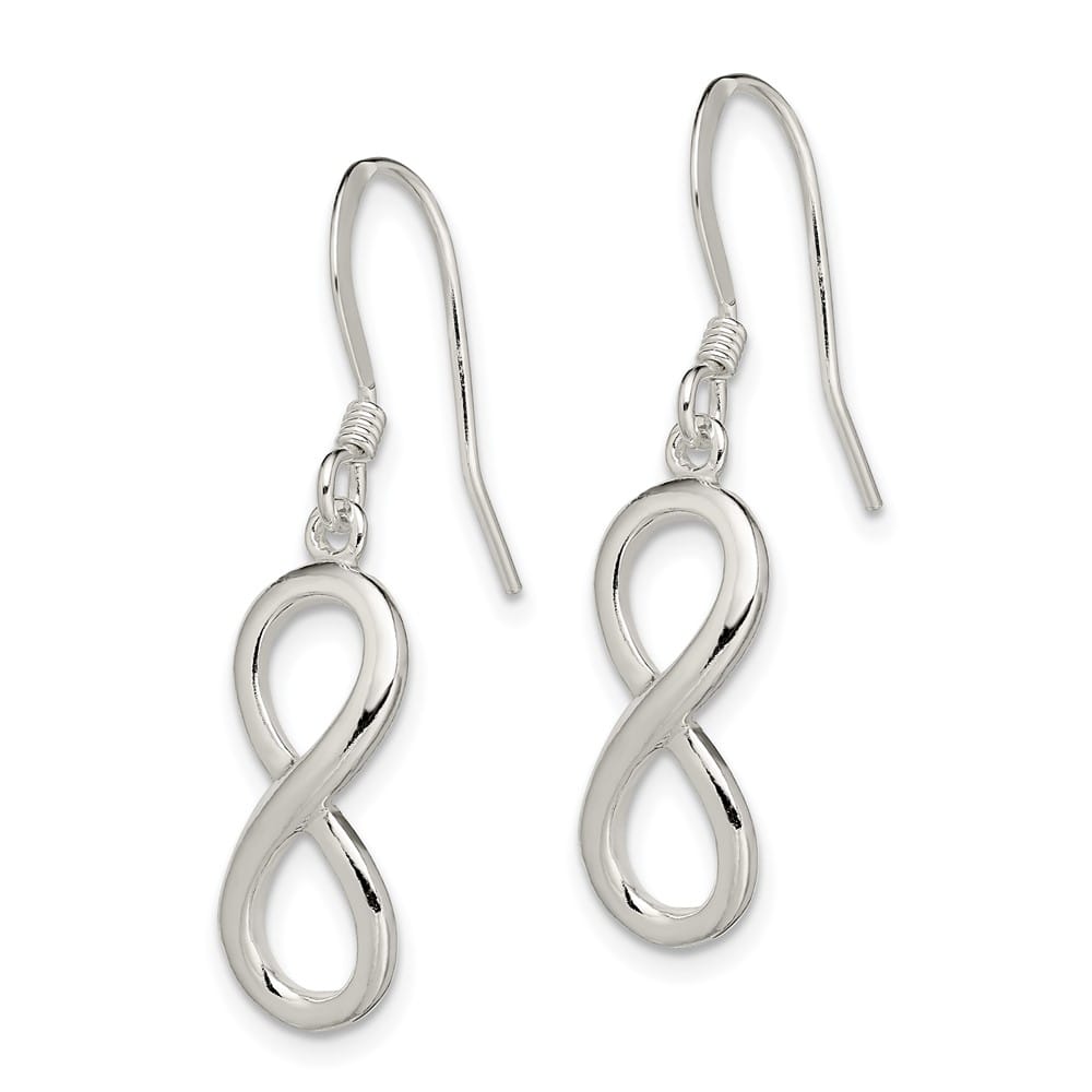 Sterling Silver Polished Infinity Symbol Dangle Earrings, view 2 of 4