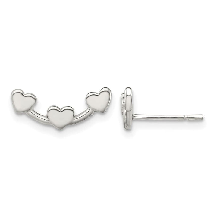 Sterling Silver Polished 3-Heart Post Earrings