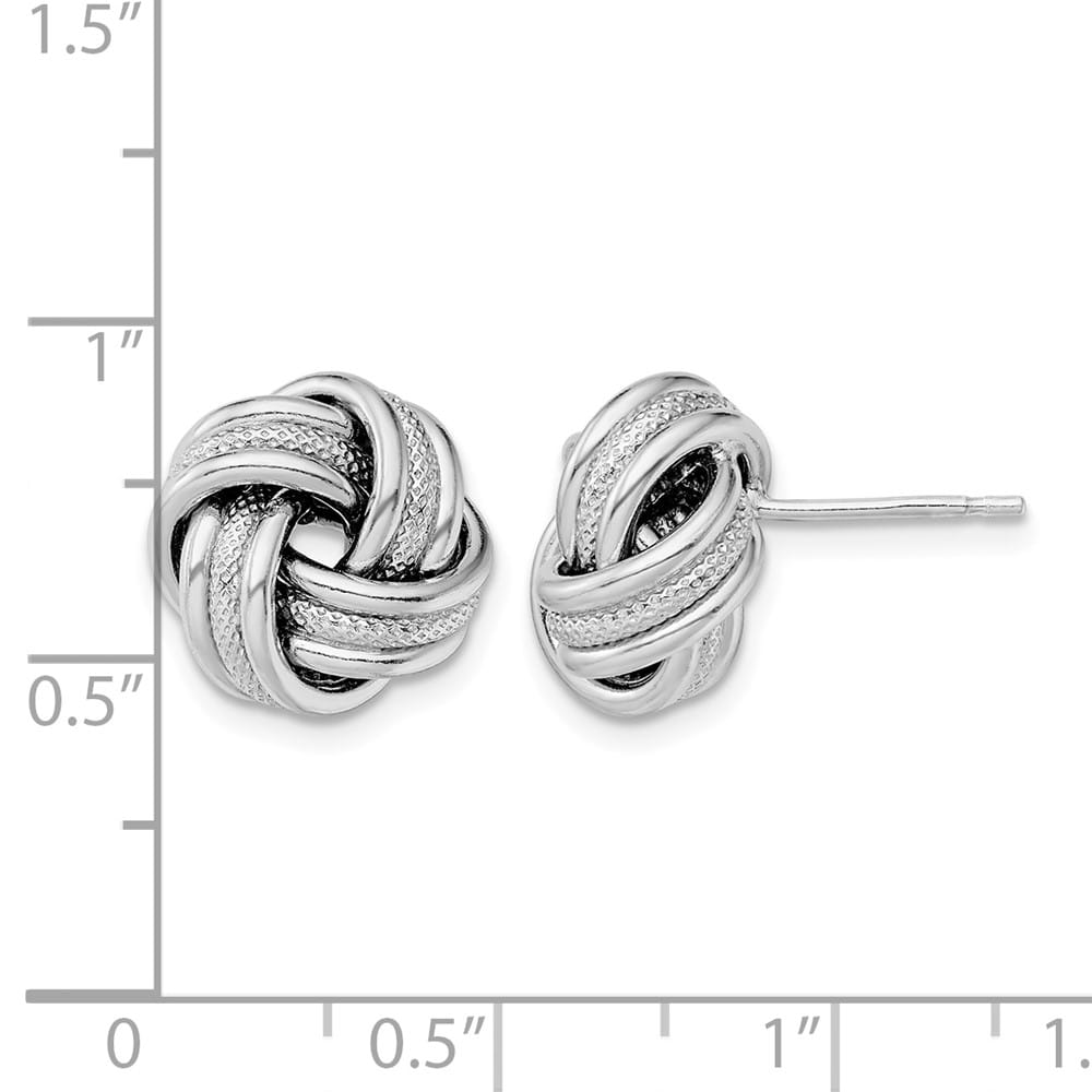 Sterling Silver 12mm Textured Love Knot Earrings