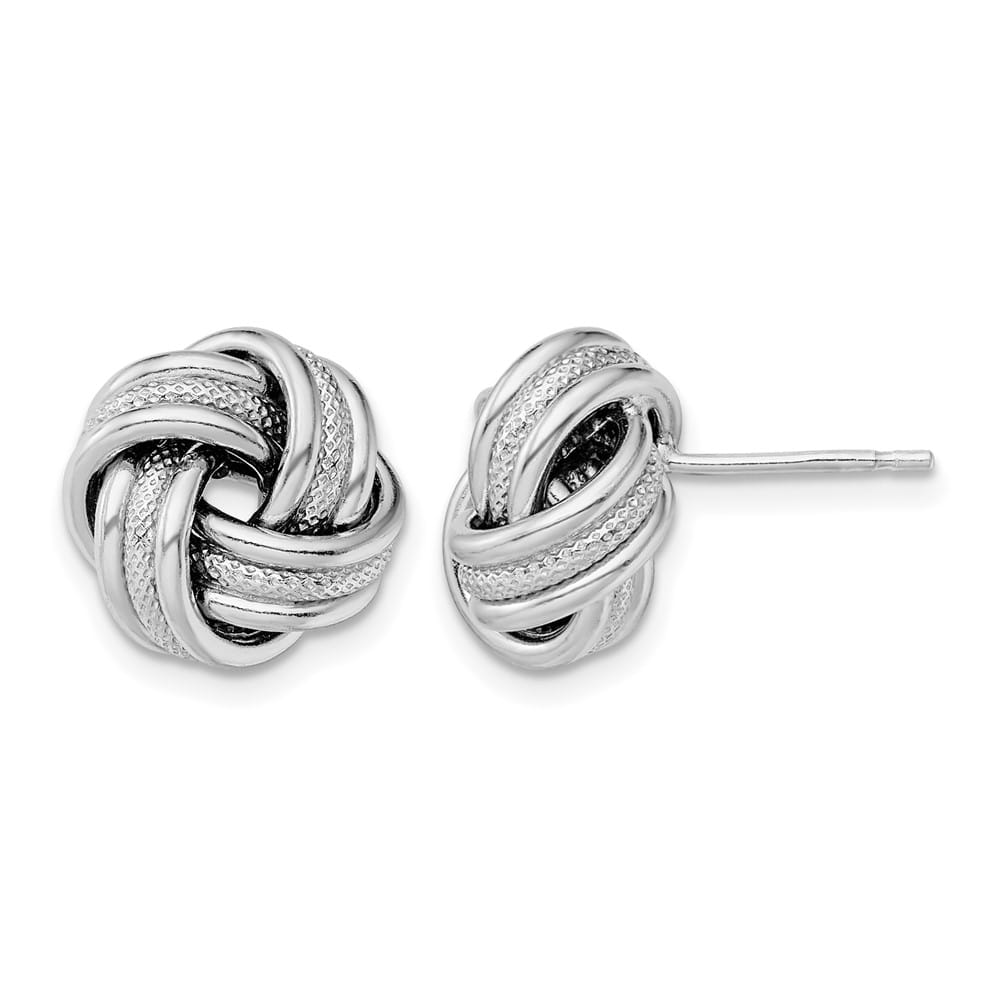 Sterling Silver 12mm Textured Love Knot Earrings