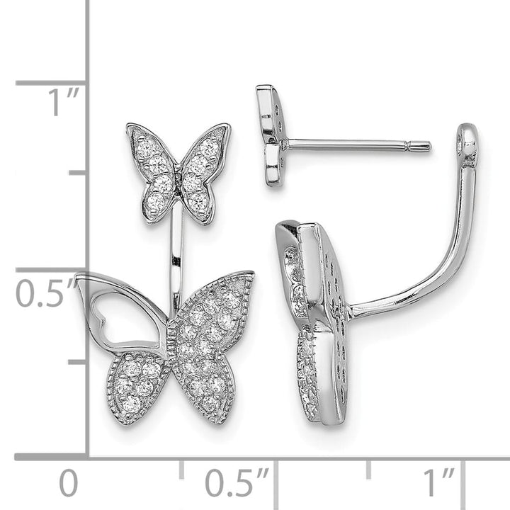 Sterling Silver CZ Butterfly Front and Back Earrings, view 4 of 4