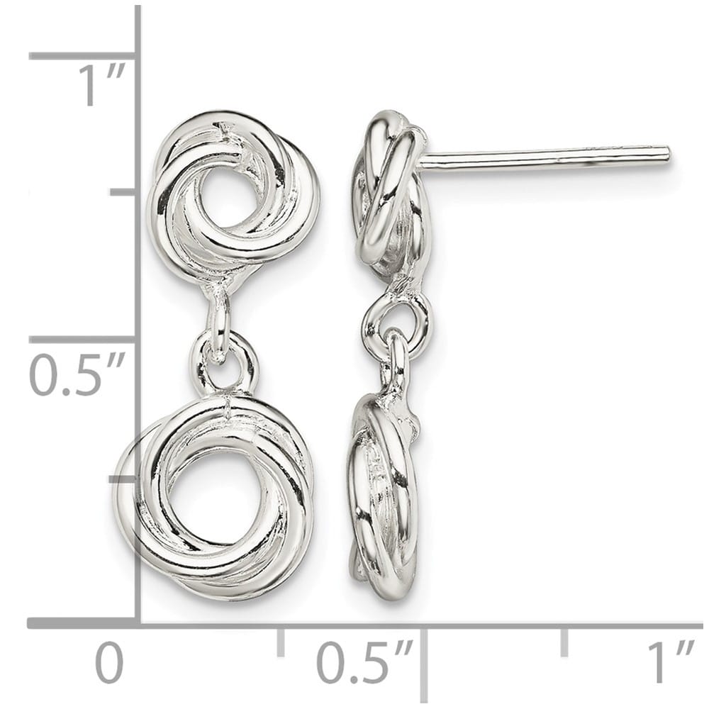 Sterling Silver Polished Knot Dangle Earrings