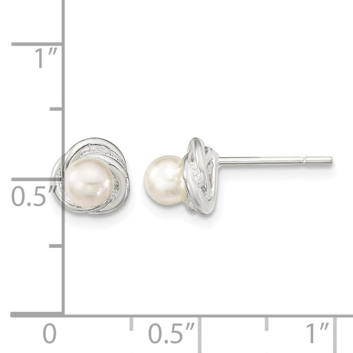 Sterling Silver Polished Synthetic Pearl Post Earrings