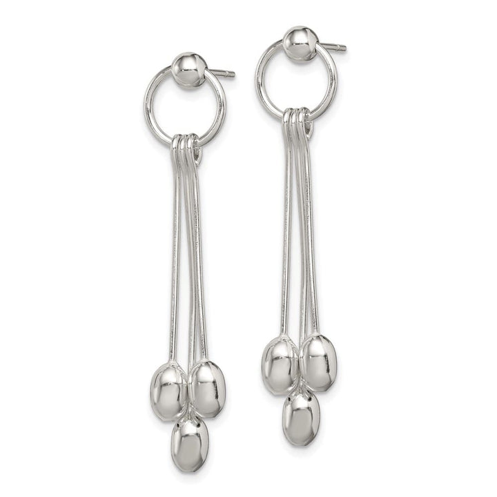 Sterling Silver Polished Multi-strand Oval Beaded Post Dangle Earrings, view 2 of 4