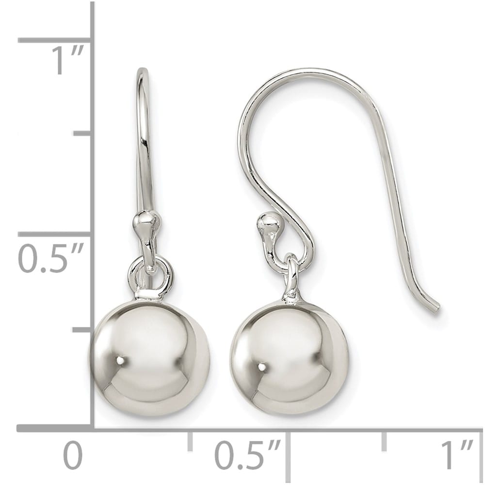 Sterling Silver Dangle Ball Shephard Hook Earrings, view 4 of 4