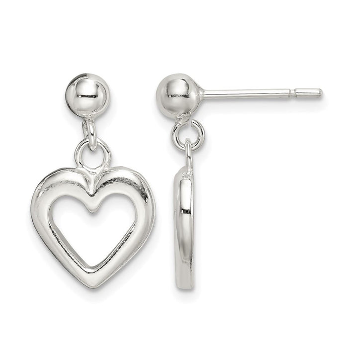 Sterling Silver Polished Heart Dangle Post Earrings