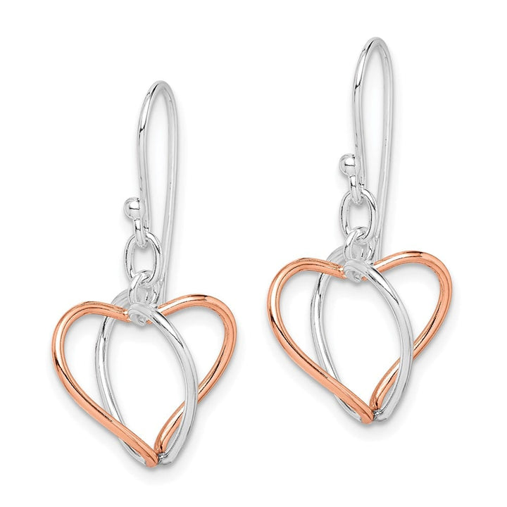 Sterling Silver Rose Vermeil Heart Dangle Earrings