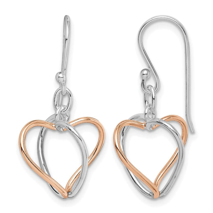 Sterling Silver Rose Vermeil Heart Dangle Earrings