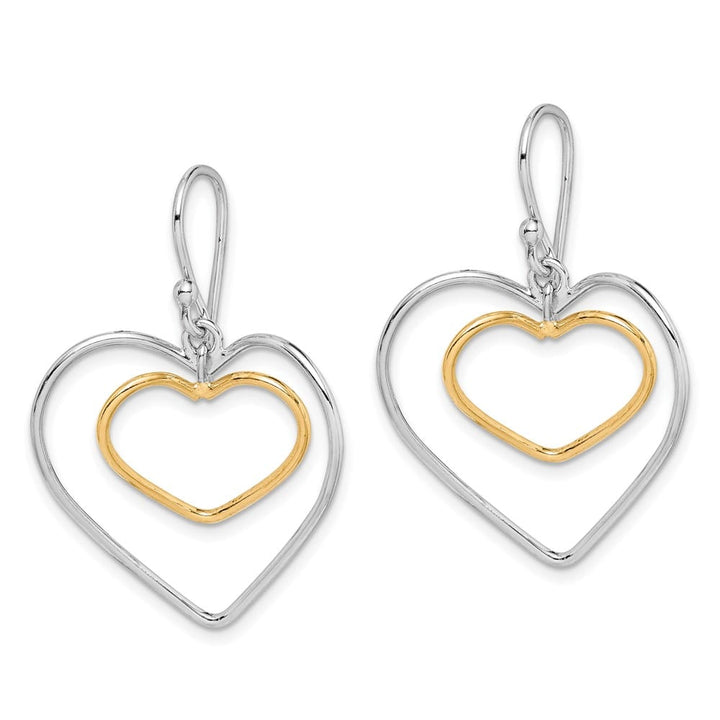 Sterling Silver Gold-Tone Double Heart Dangle Earrings