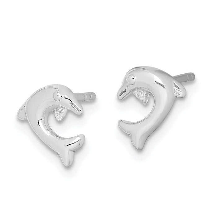 Sterling Silver Polished Dolphin Post Earrings, view 2 of 4