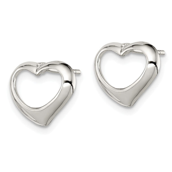 Sterling Silver Polished 12mm Heart Post Earrings