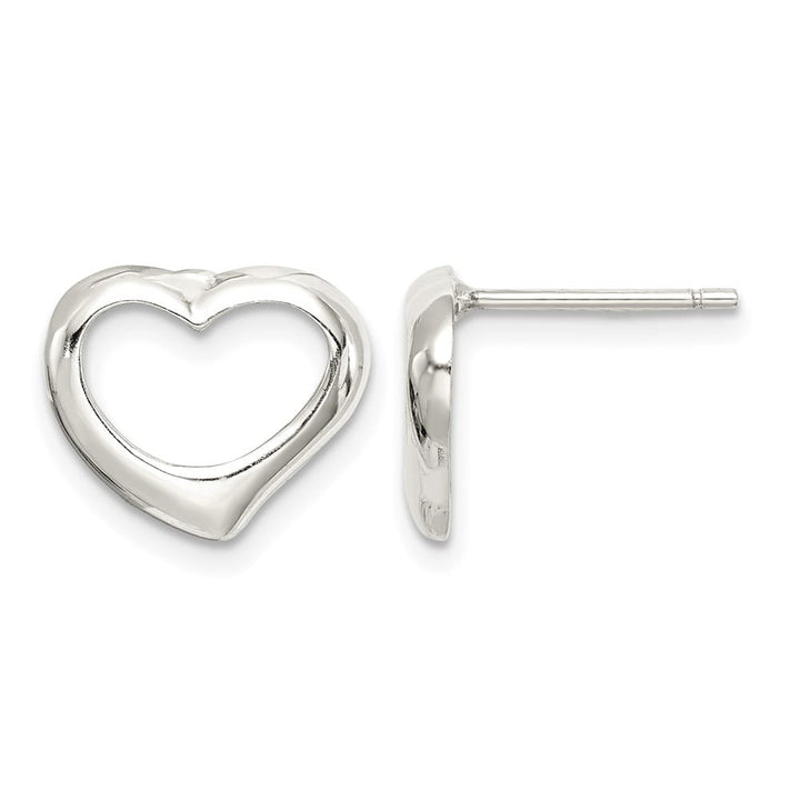 Sterling Silver Polished 12mm Heart Post Earrings