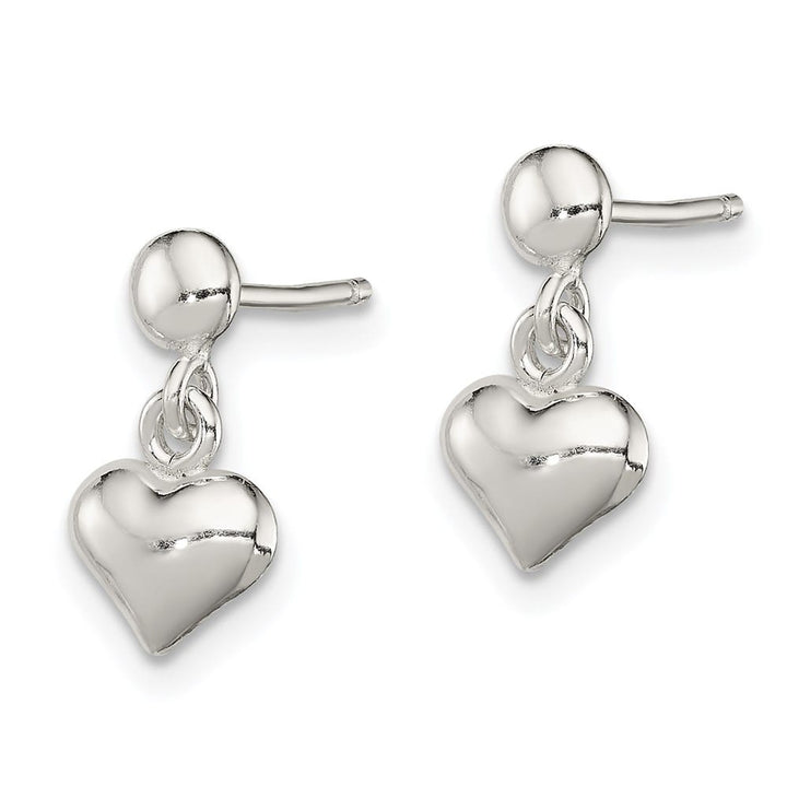 Sterling Silver Small Heart Dangle Post Earrings