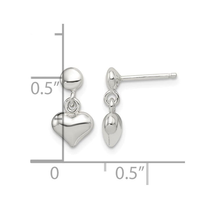 Sterling Silver Small Heart Dangle Post Earrings
