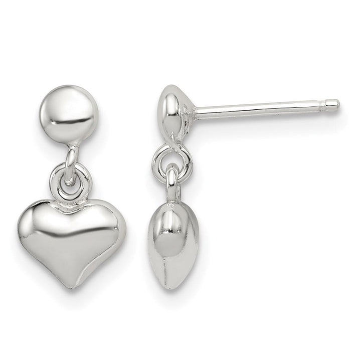 Sterling Silver Small Heart Dangle Post Earrings