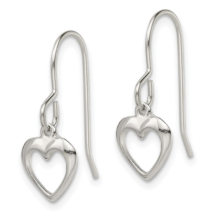 Sterling Silver 21mm Heart Dangle Shepherd Hook Earrings