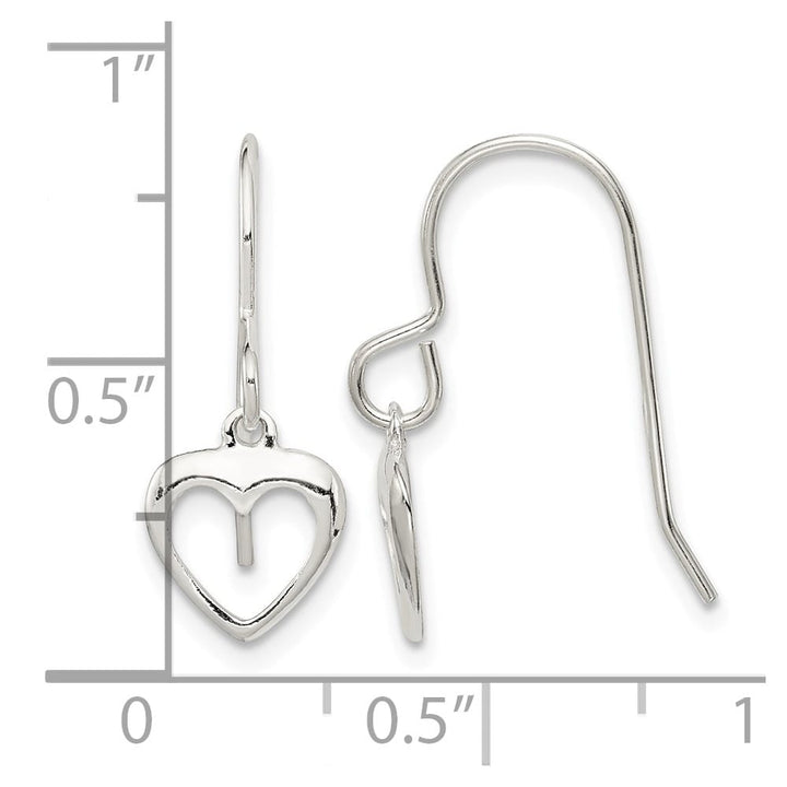 Sterling Silver 21mm Heart Dangle Shepherd Hook Earrings