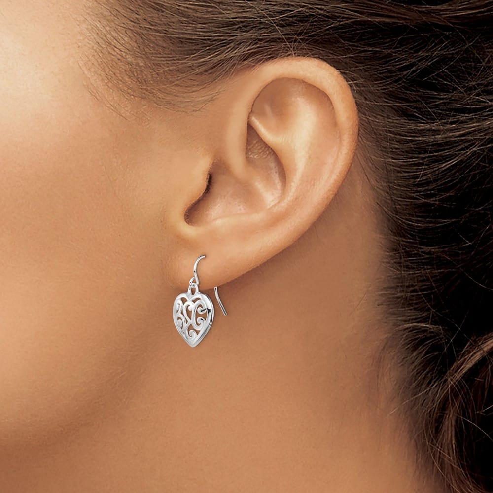 Sterling Silver Filigree Shepherd Hook Earrings