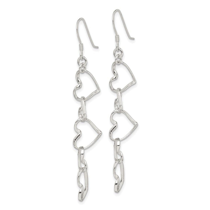 Sterling Silver 53mm Heart Dangle Shepherd Hook Earrings