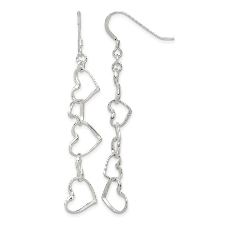Sterling Silver 53mm Heart Dangle Shepherd Hook Earrings