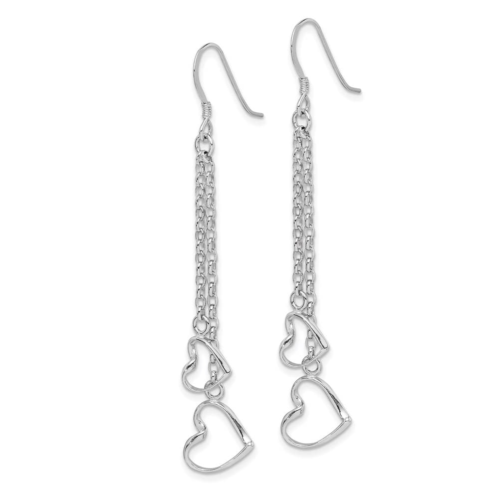 Sterling Silver 60mm Heart Dangle Shepherd Hook Earrings