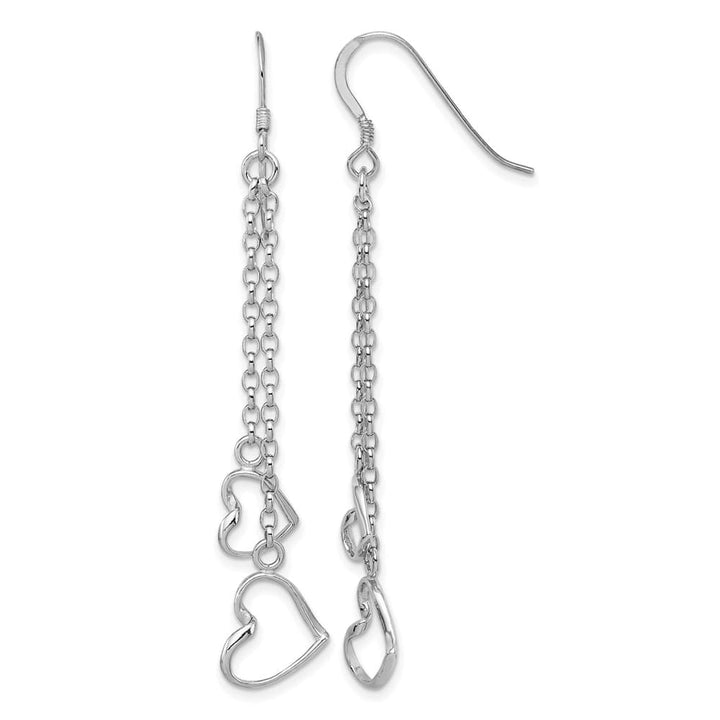Sterling Silver 60mm Heart Dangle Shepherd Hook Earrings
