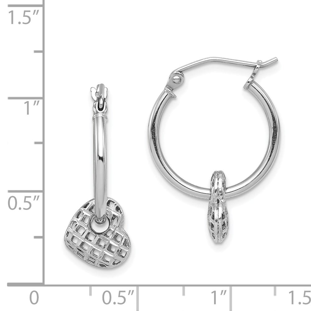 Sterling Silver Moveable Heart Hoop Earrings