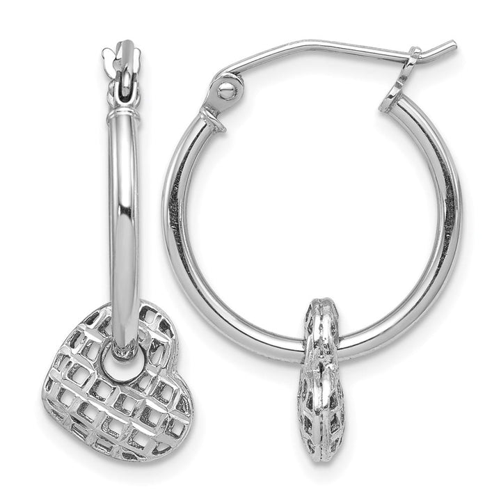 Sterling Silver Moveable Heart Hoop Earrings