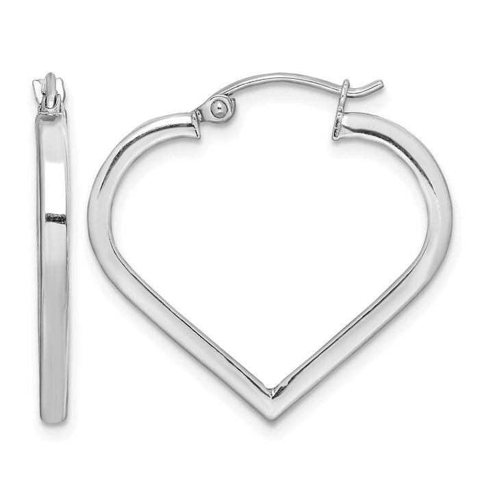 Sterling Silver Wide Band Heart Hoop Earrings