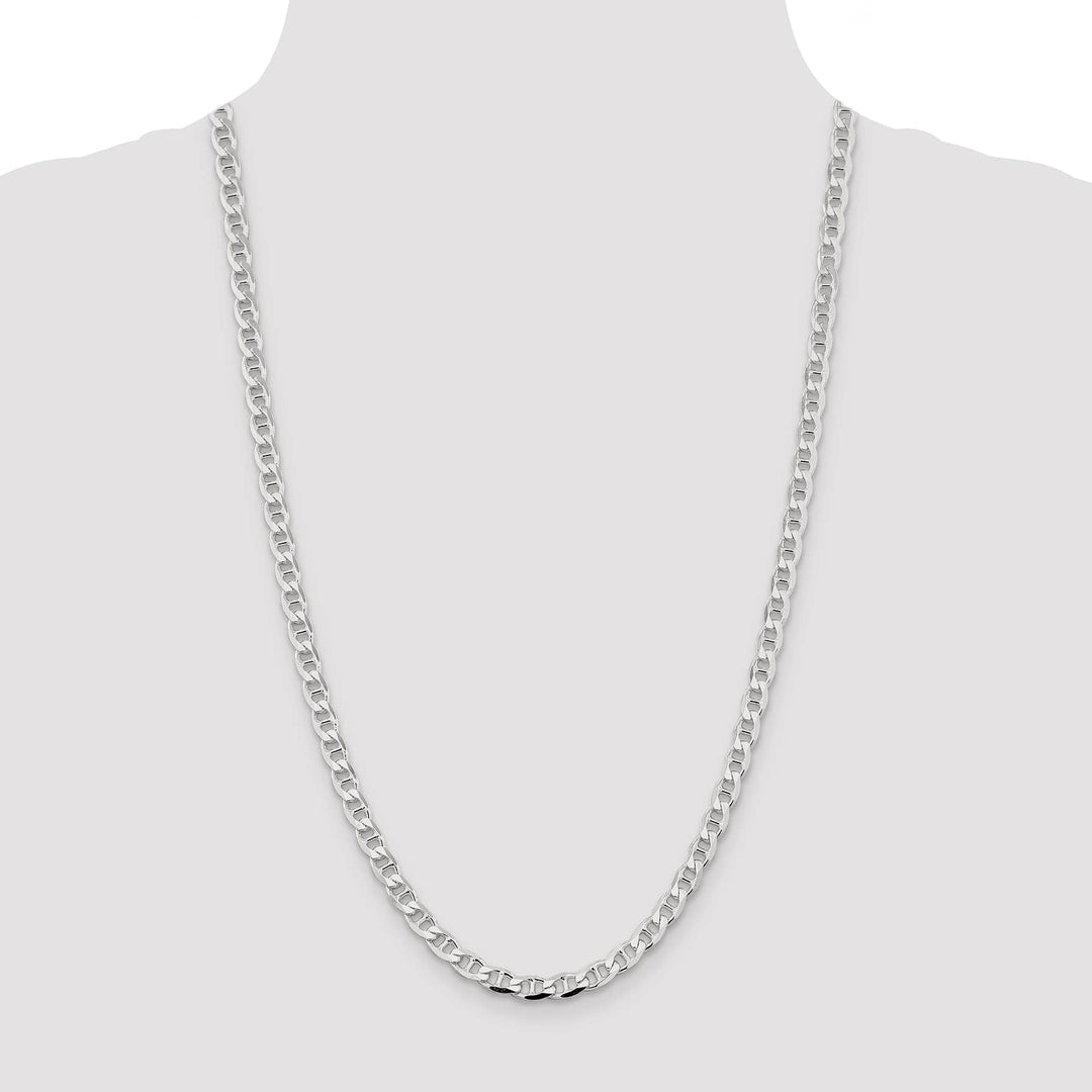 Sterling Silver 5.7mm D.C. Flat Anchor Curb Chain 26 Inch