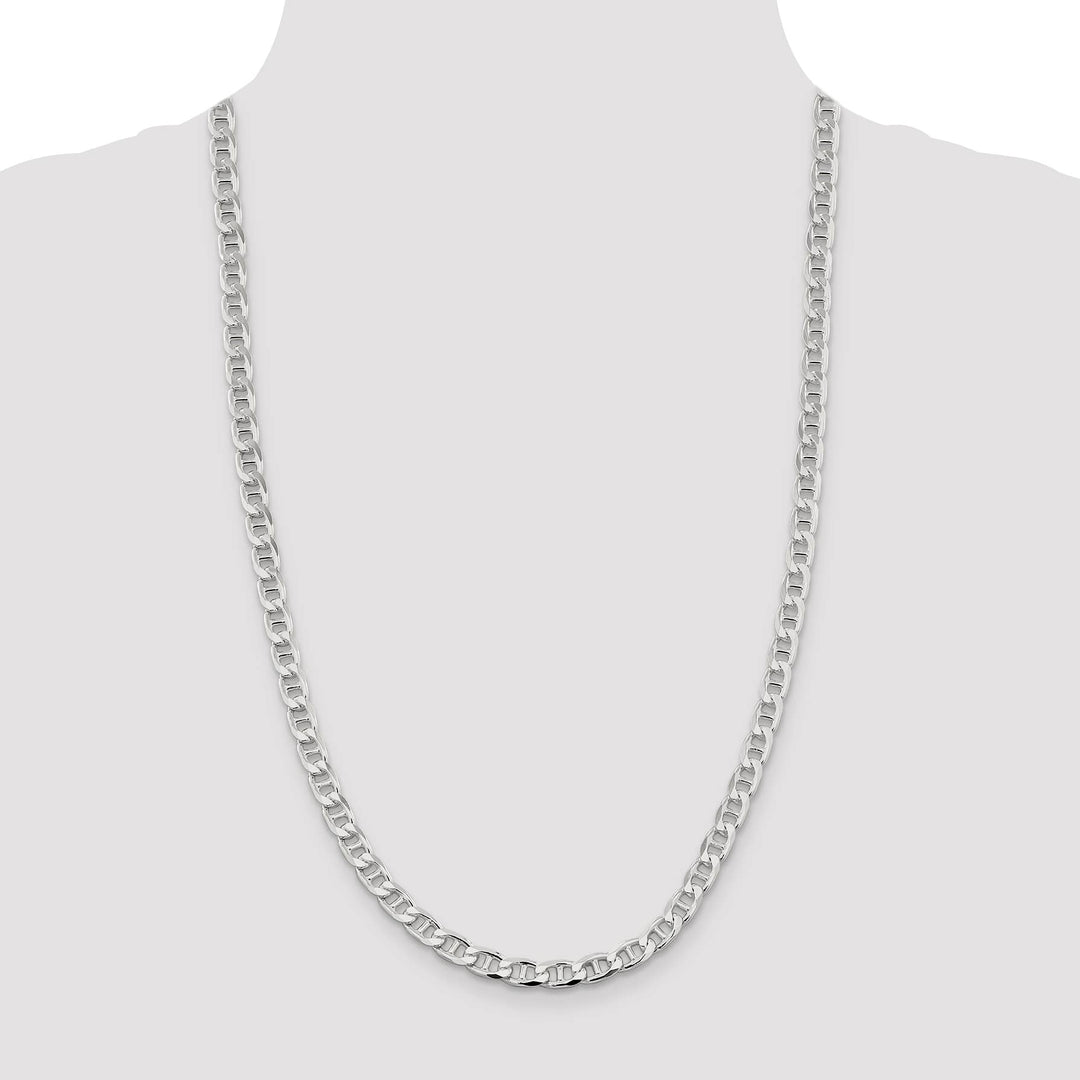 Sterling Silver 6.5mm D.C. Flat Anchor Curb Chain 26 Inch