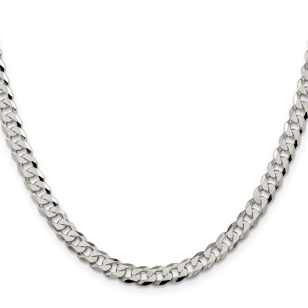 Sterling Silver 6mm Beveled Curb Chain 26 Inch