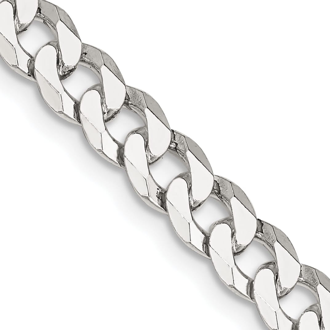 Sterling Silver 6mm Beveled Curb Chain 26 Inch