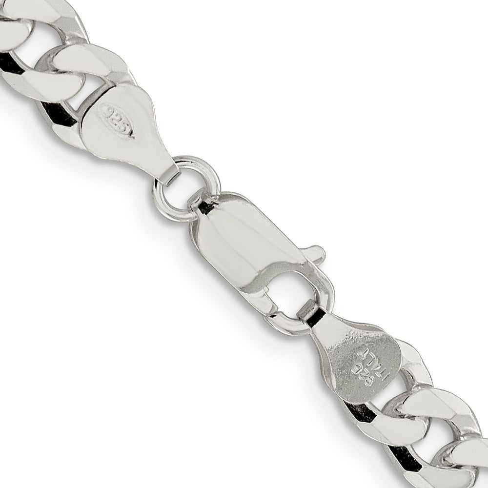 Sterling Silver 7mm Beveled Curb Chain 26 Inch