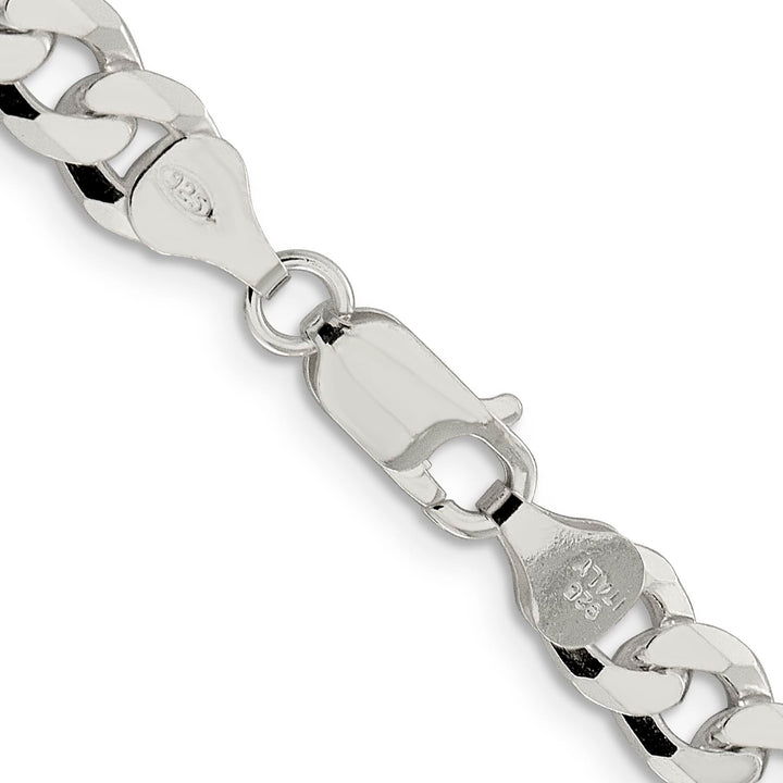 Sterling Silver 7mm Beveled Curb Chain 26 Inch